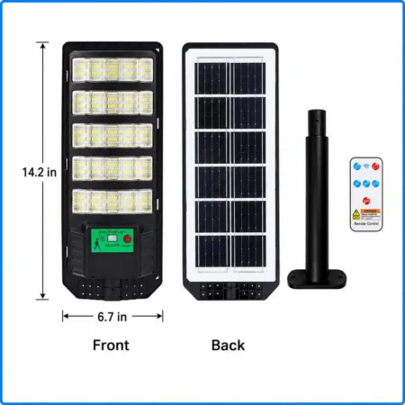 Upgraded Solar Street Light Outdoor 5730 SMD LED 120LM/W Super Bright Monocrystalline Panel LiFePO4 Battery IP65 Waterproof for Yard Garden Street Garage