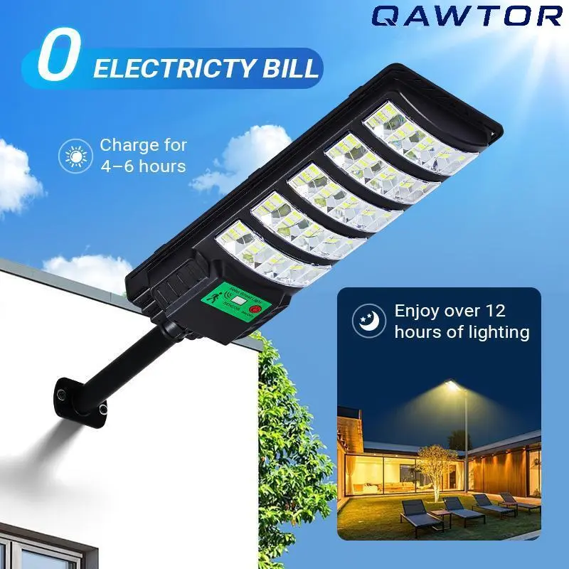 Upgraded Solar Street Light Outdoor 5730 SMD LED 120LM/W Super Bright Monocrystalline Panel LiFePO4 Battery IP65 Waterproof for Yard Garden Street Garage - Image 2