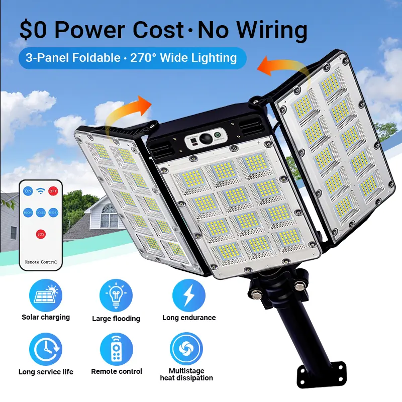 Solar Flood Lights 800 LEDs Motion Sensor Remote Control IP65 Waterproof 3 Brightness Modes Super Bright Outdoor Security Lights,summervibes - Image 2