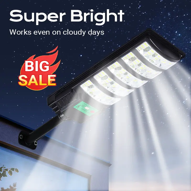 Upgraded Solar Street Light Outdoor 5730 SMD LED 120LM/W Super Bright Monocrystalline Panel LiFePO4 Battery IP65 Waterproof for Yard Garden Street Garage - Image 3