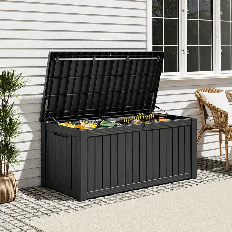 72/100/120-Gallon Storage Bin, Resin Material, Waterproof & UV-Resistant, Organizer for Garage, Warehouse, and Patio.Summervibes - Image 2
