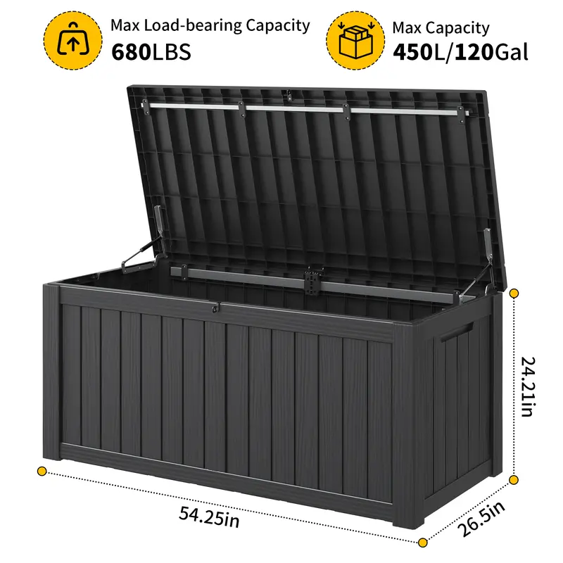 72/100/120-Gallon Storage Bin, Resin Material, Waterproof & UV-Resistant, Organizer for Garage, Warehouse, and Patio.Summervibes - Image 3