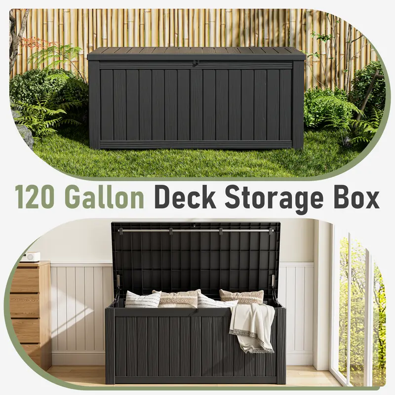 72/100/120-Gallon Storage Bin, Resin Material, Waterproof & UV-Resistant, Organizer for Garage, Warehouse, and Patio.Summervibes - Image 4
