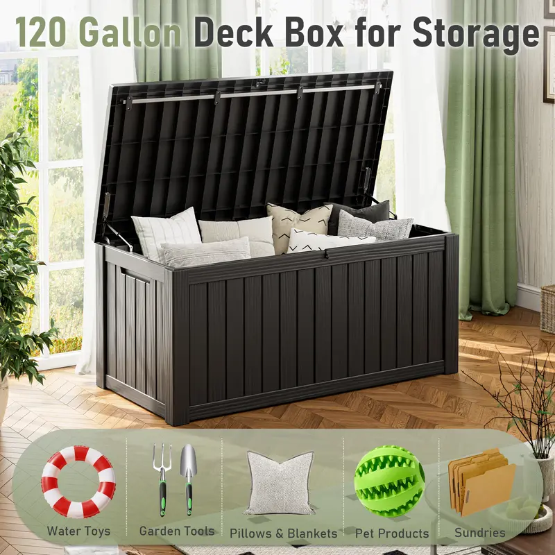 72/100/120-Gallon Storage Bin, Resin Material, Waterproof & UV-Resistant, Organizer for Garage, Warehouse, and Patio.Summervibes - Image 5