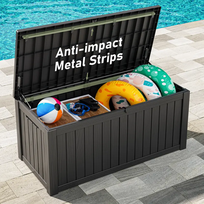72/100/120-Gallon Storage Bin, Resin Material, Waterproof & UV-Resistant, Organizer for Garage, Warehouse, and Patio.Summervibes - Image 7