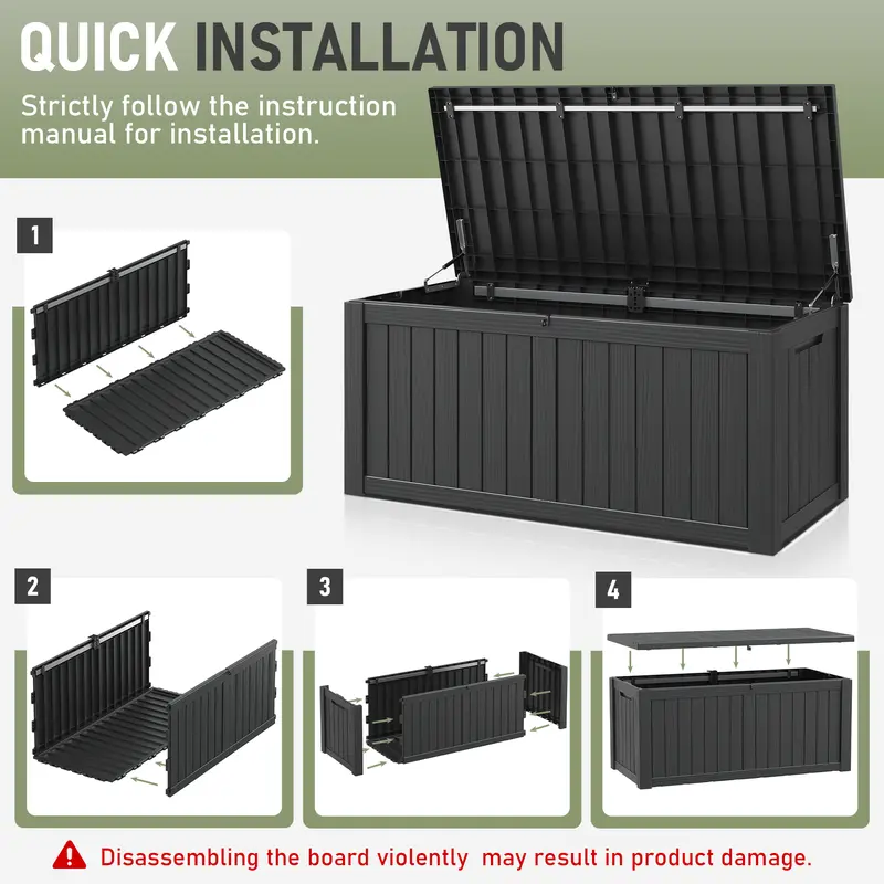 72/100/120-Gallon Storage Bin, Resin Material, Waterproof & UV-Resistant, Organizer for Garage, Warehouse, and Patio.Summervibes - Image 8