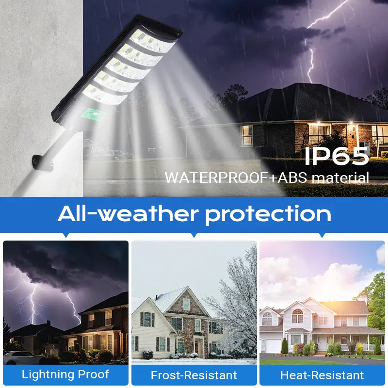 Upgraded Solar Street Light Outdoor 5730 SMD LED 120LM/W Super Bright Monocrystalline Panel LiFePO4 Battery IP65 Waterproof for Yard Garden Street Garage - Image 5